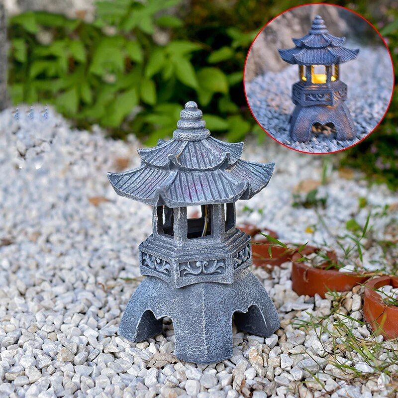 Resin Chinese Pavilion Garden Solar Light