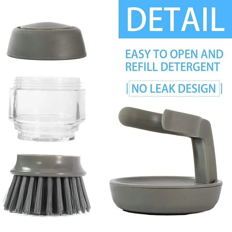 Eco-Friendly Kitchen Scrub Brush with Soap Dispenser and Holder