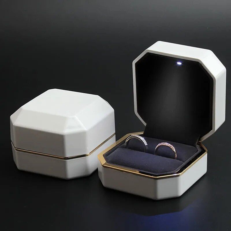 LED Illuminated Luxury Velvet Ring Box