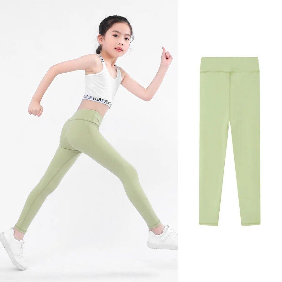 Chic High-Waist Sporty Leggings for Girls 4-11 Years - Versatile Yoga & Casual Wear