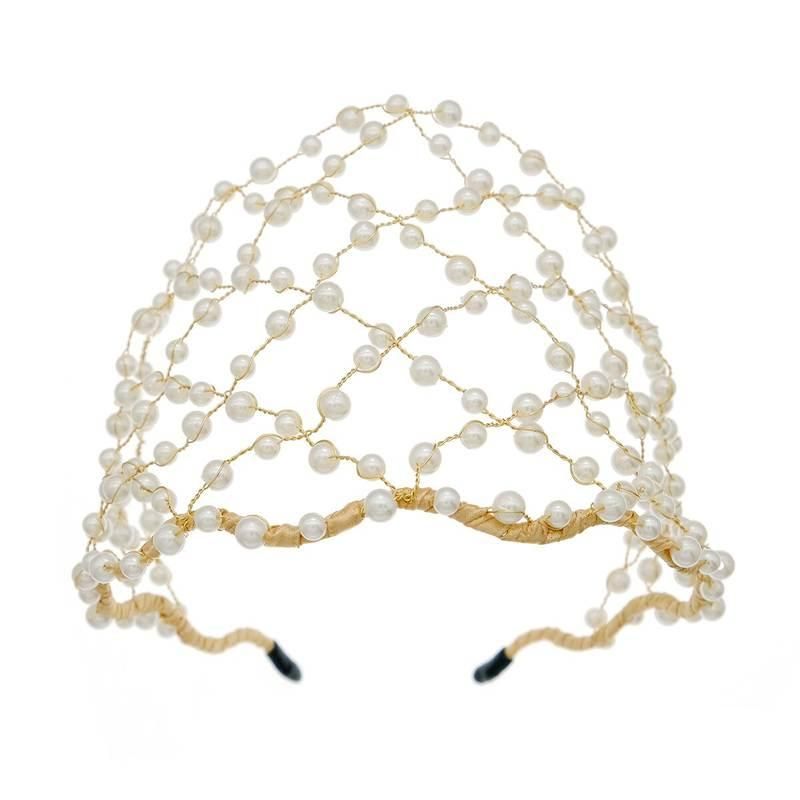 Elegant Pearl and Alloy Chain Net Headband