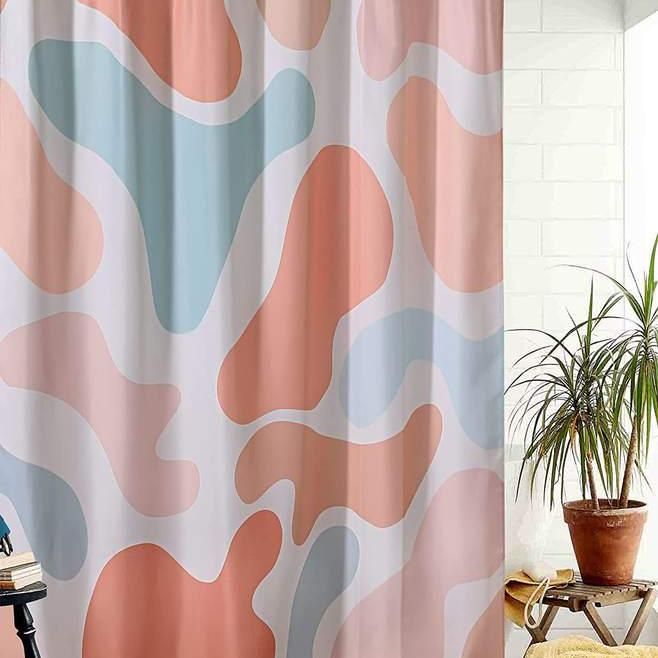 Bohemian Abstract Geometric Shower Curtain: Vintage Orange & Colorful Geometry