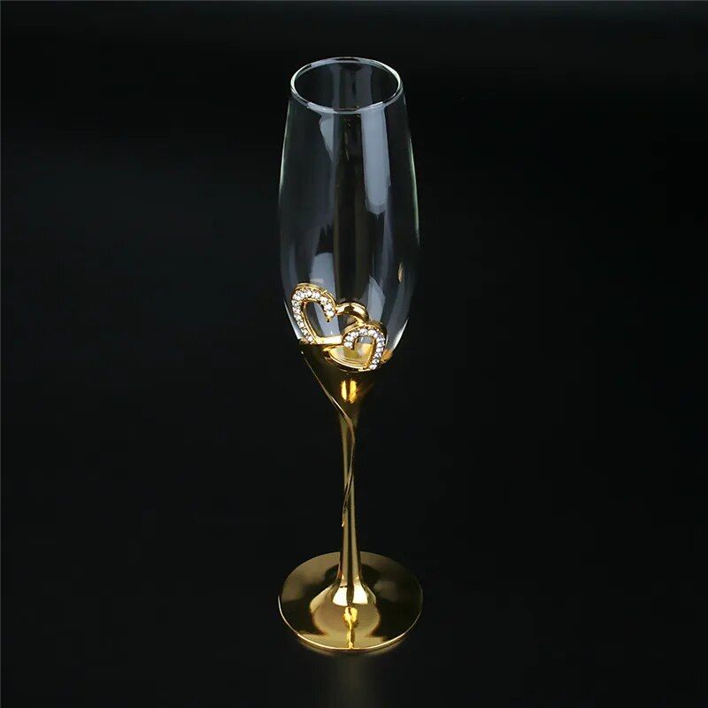 Elegant 200ml Gold Crystal Champagne Glasses - Perfect for Weddings and Celebrations