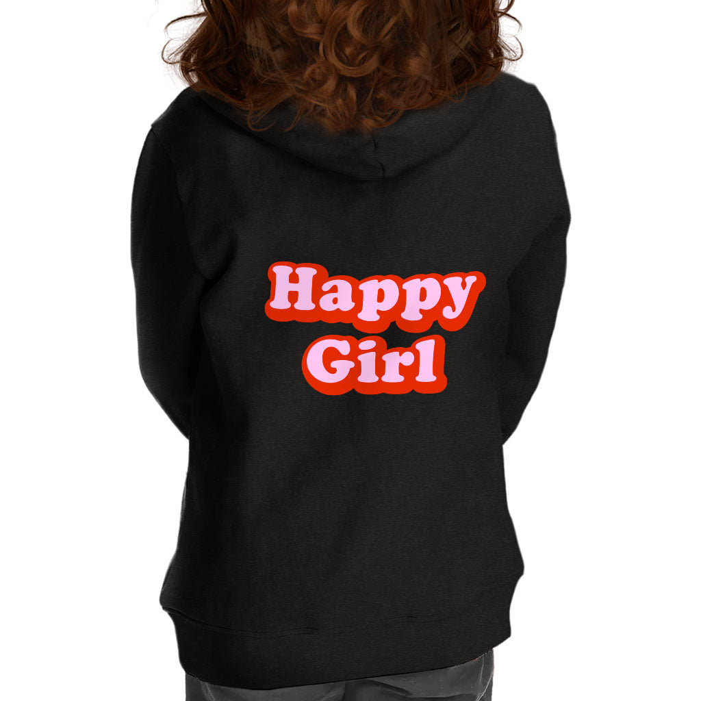 Happy Girl Toddler Full-Zip Hoodie - Graphic Toddler Hoodie - Cute Design Kids' Hoodie