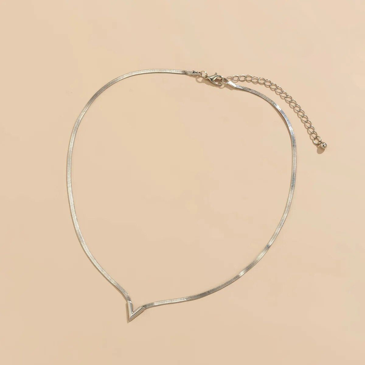 Trendy V-Shaped Flat Snake Chain Necklace