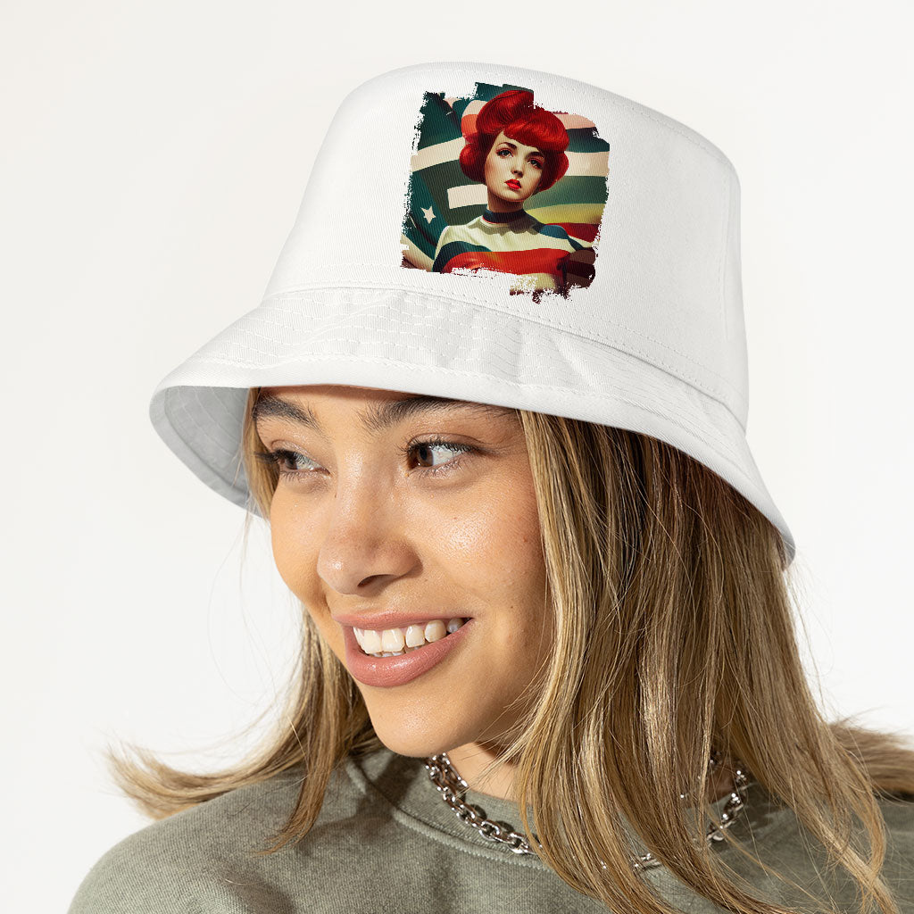 American Flag Print Bucket Hat - Cool Hat - Art Print Bucket Hat