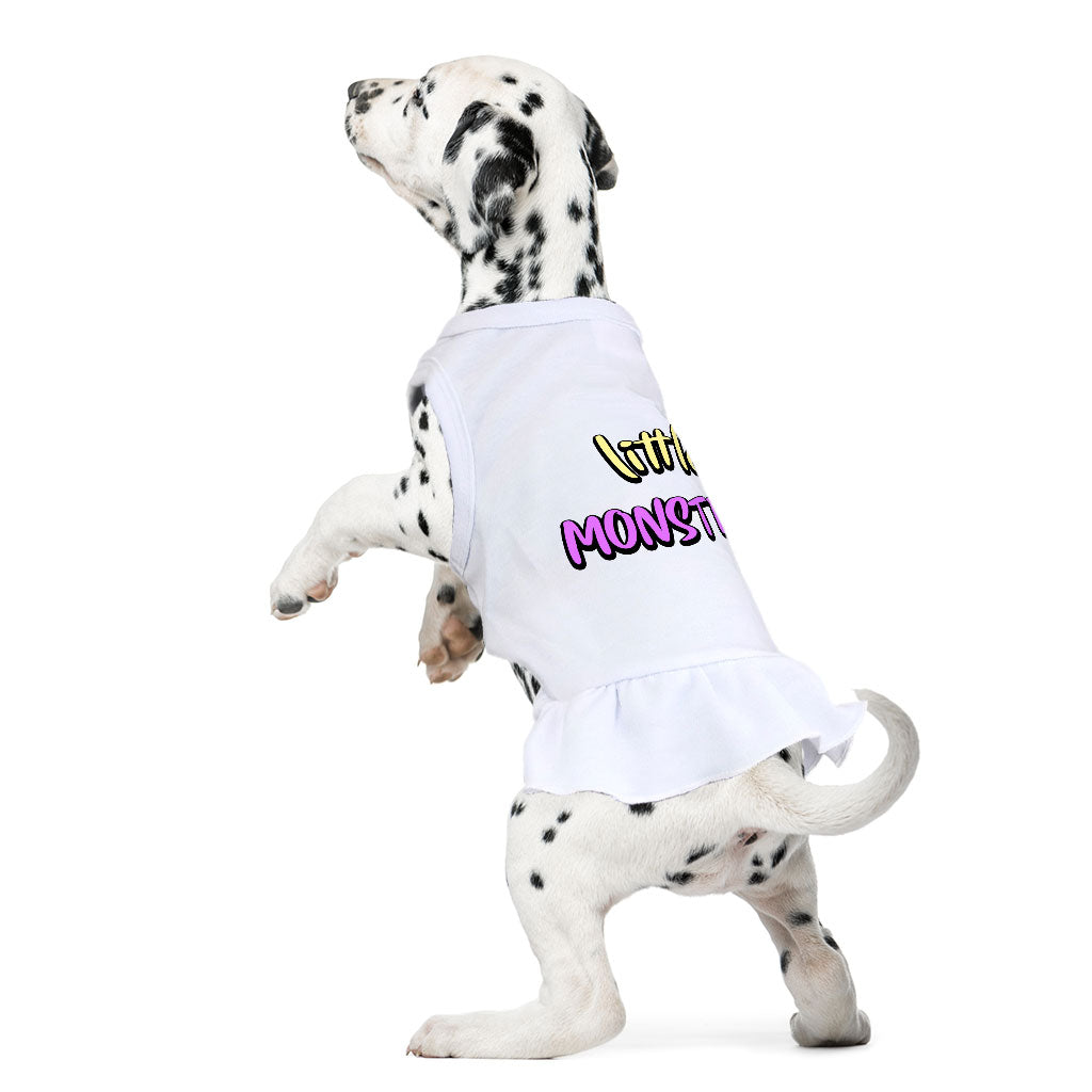 Little Monster Dog Sundress - Unique Dog Dress Shirt - Word Print Dog Clothing