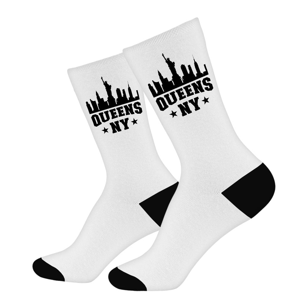 New York Cityscape Socks - City Novelty Socks - Print Crew Socks