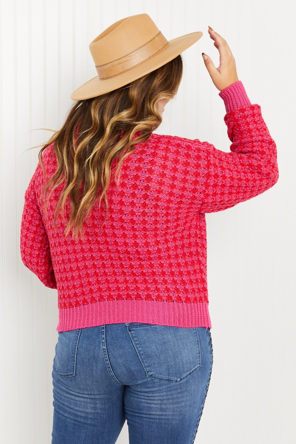 London Life Tweed Cardigan in Hot Pink