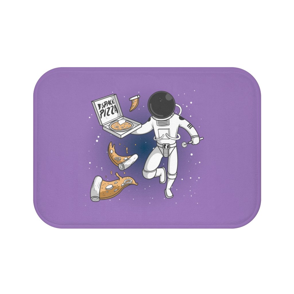 Astronaut Eating Space Pizza Bath Mat | Yellow Pandora