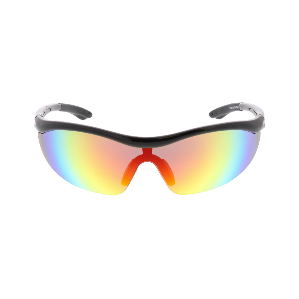 Black & Rainbow Wrap-Around Sports Sunglasses