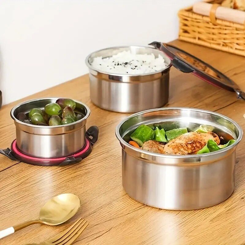 Eco-Friendly Stainless Steel Lunch Box Set - 3pcs Leakproof Food Storage Containers