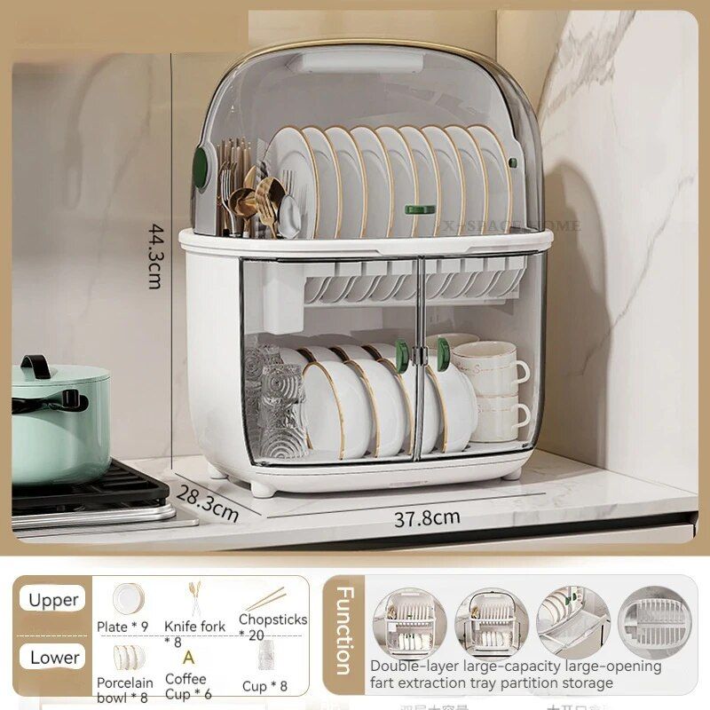 Deluxe Double-Layer Dish Drying Rack: Space-Saving Kitchen Organizer