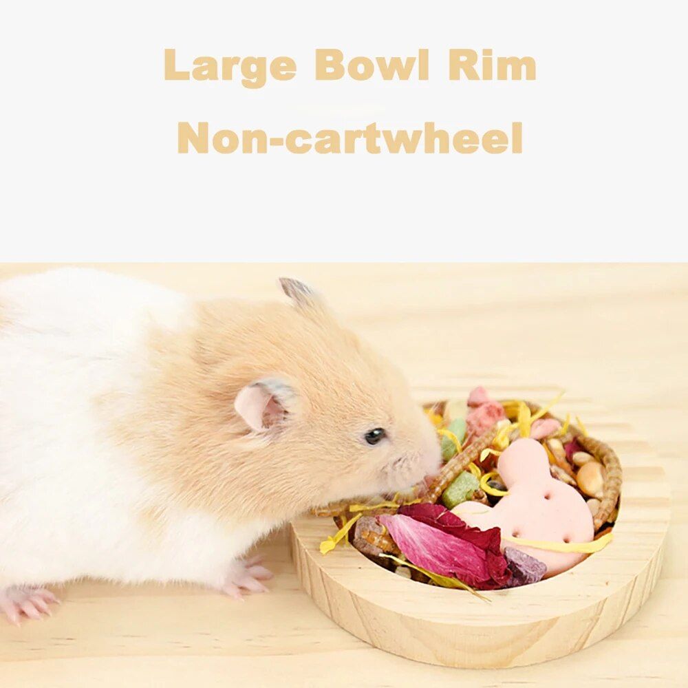 Charming Wooden Pet Food Bowl for Small Animals