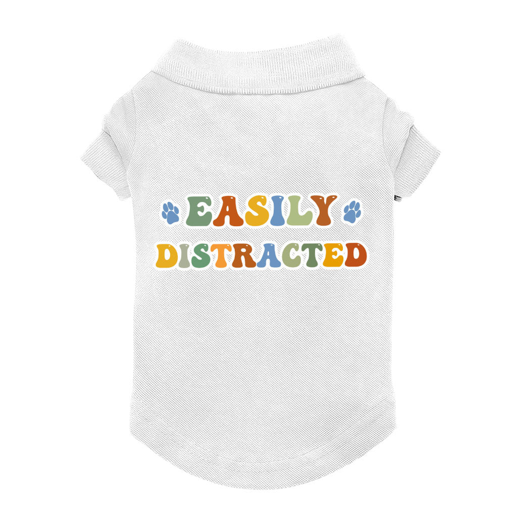 Easily Distracted Dog Polo Shirt - Themed Dog T-Shirt - Colorful Dog Clothing