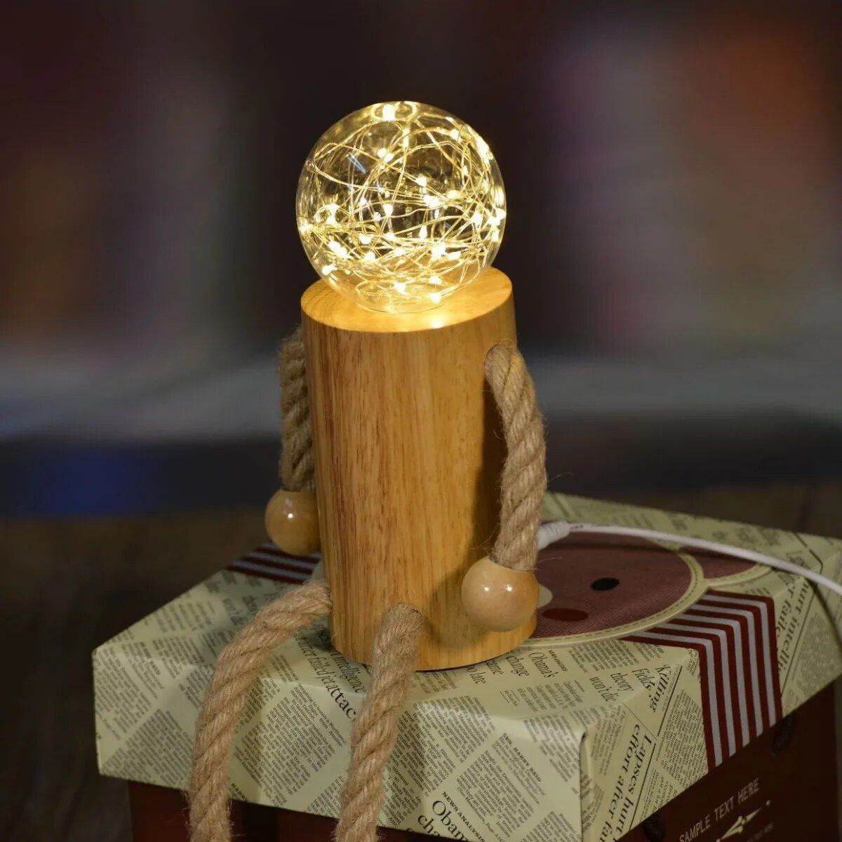 Wooden LED Night Light with Remote Control - Perfect for Home Decor & Gifting