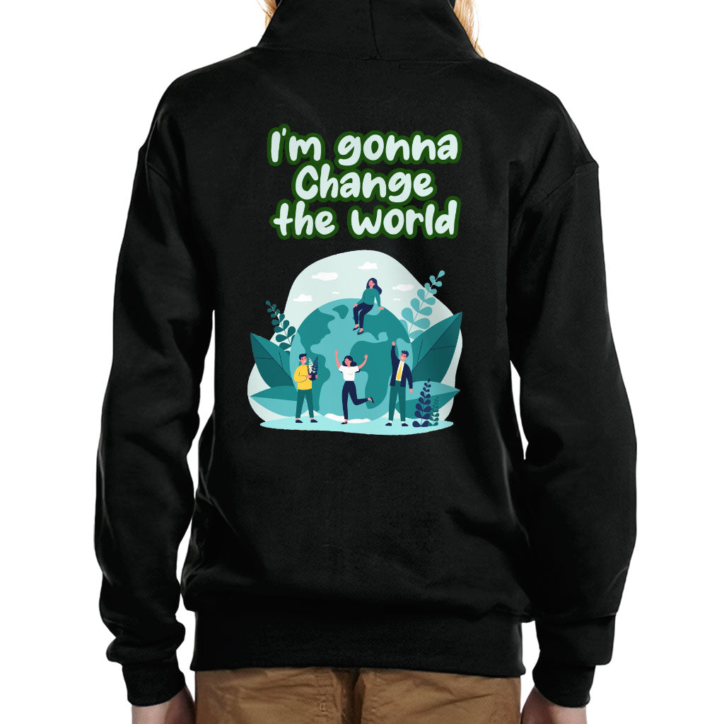 Change the World Kids' Full-Zip Hoodie - Motivational Quotes Hooded Sweatshirt - Illustration Kids' Hoodie