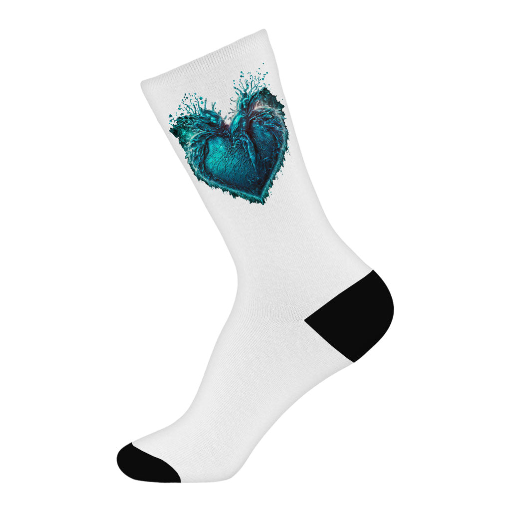 Ice Design Socks - Winter Art Novelty Socks - Ice Crew Socks