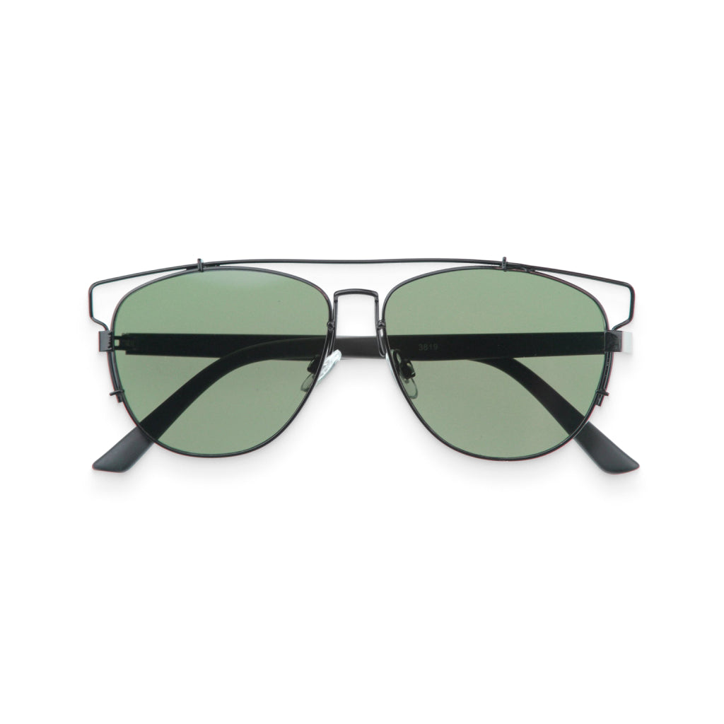 Green Panto Flat-Front Metal Aviators