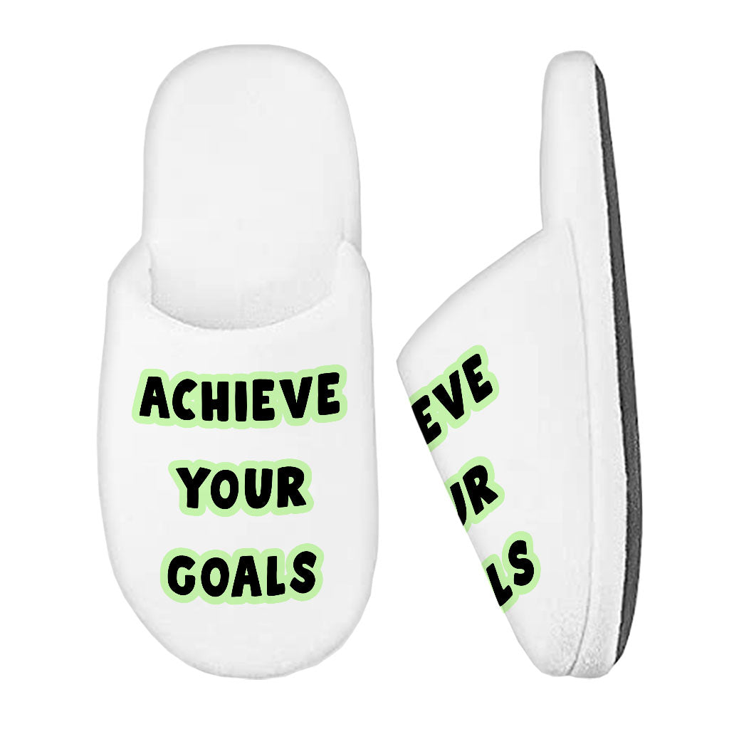 Achieve Your Goals Memory Foam Slippers - Trendy Design Slippers - Best Print Slippers