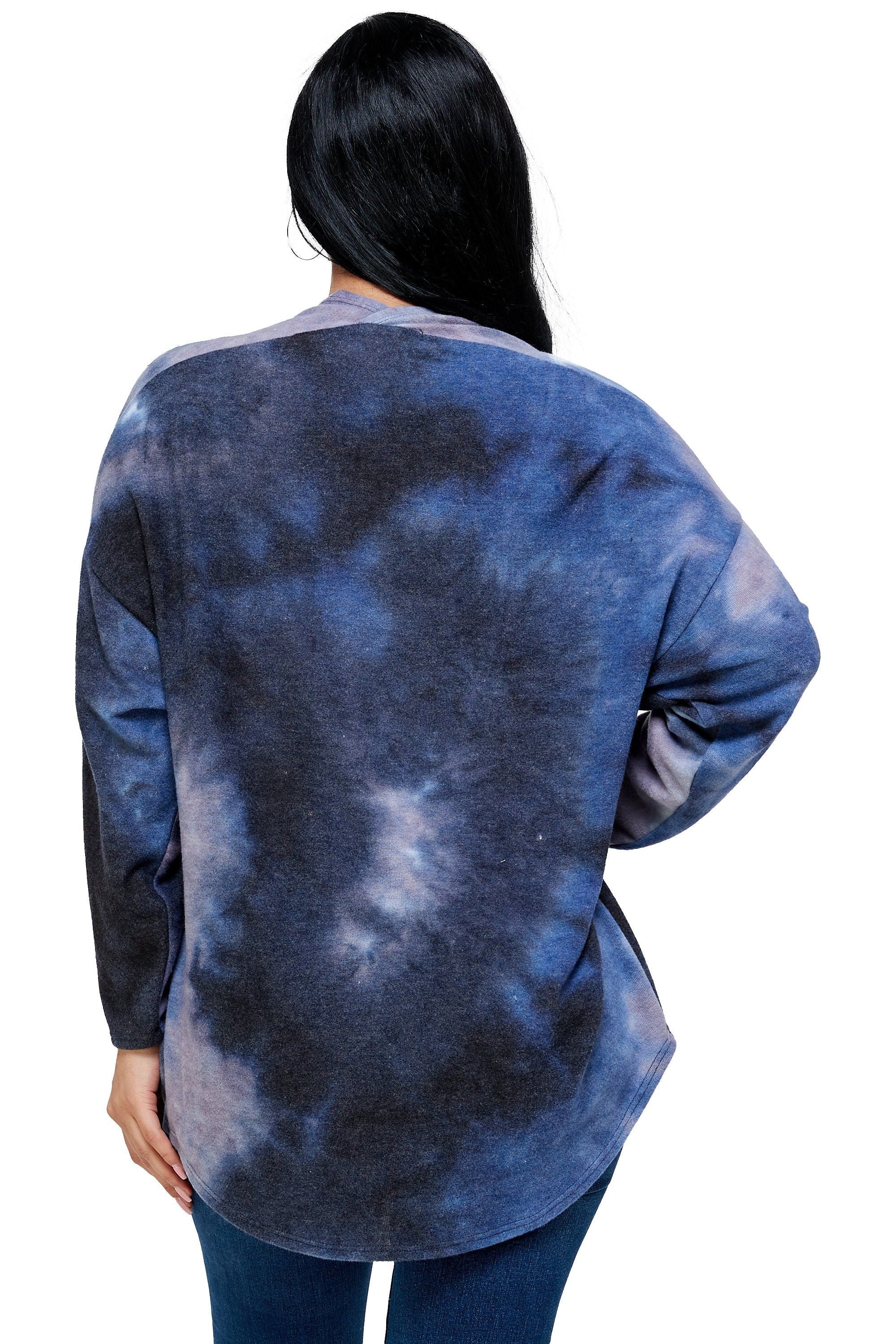 Brushed Knit Tie Dye Over Size Cardigan