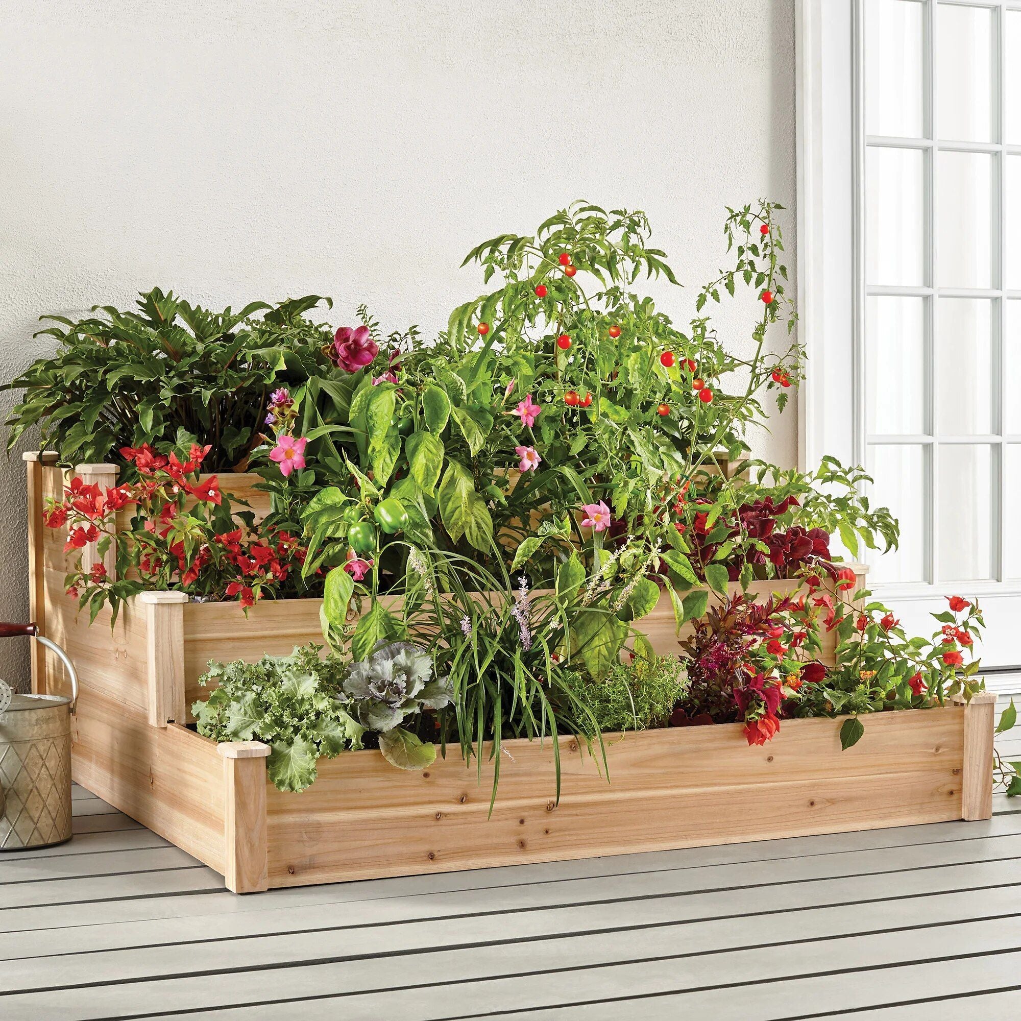 3-Tier Cedar Garden Bed - Compact, Durable, and Versatile Planting Solution