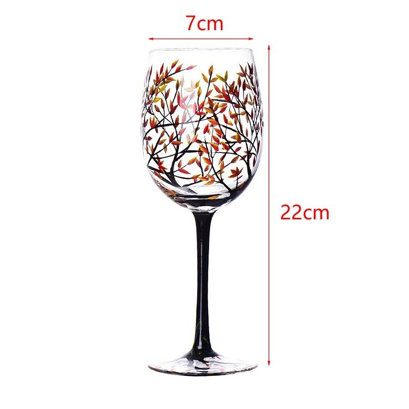 Enchanted Seasons Glass Goblet - Artistic Tree Design Wine Glass for Special Occasions