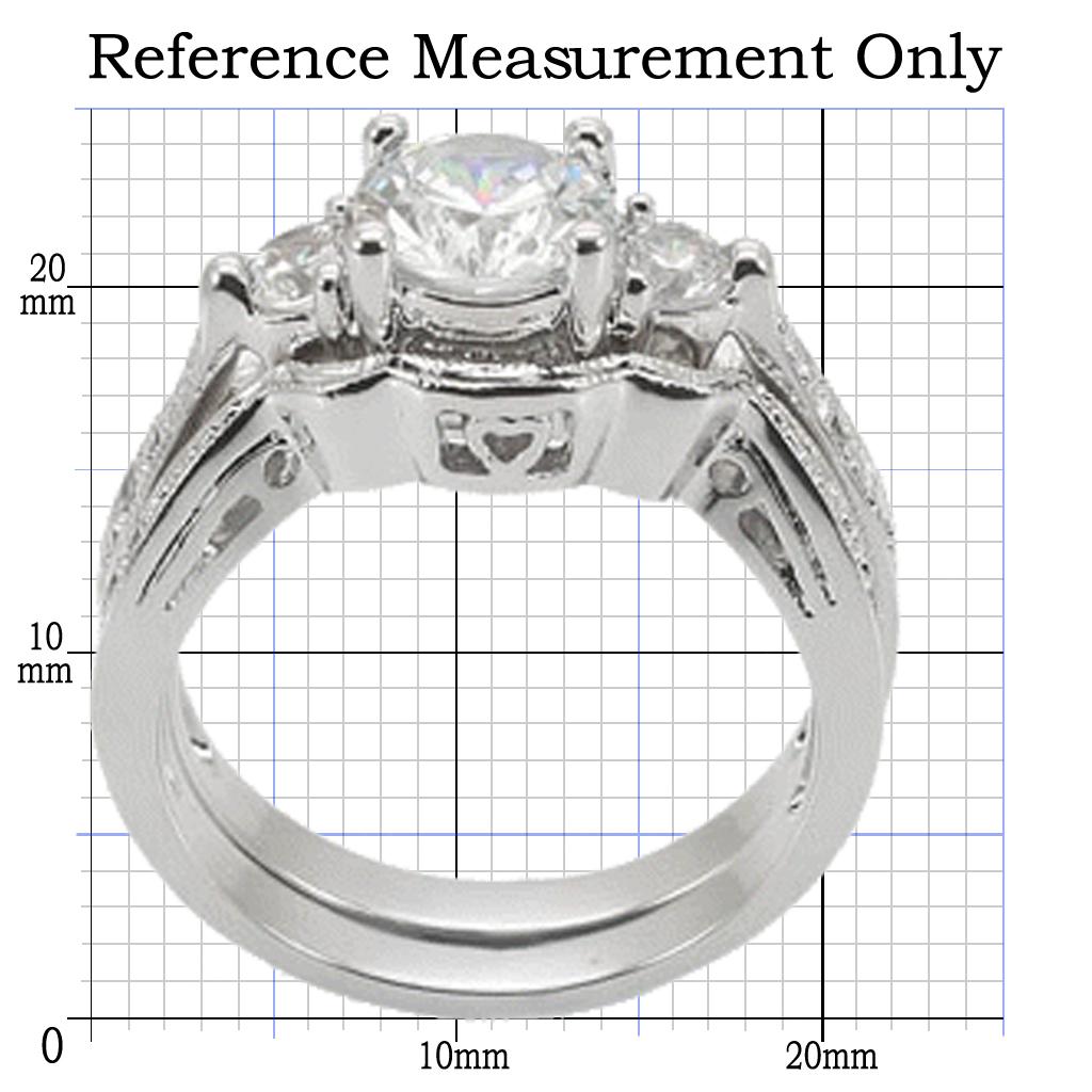 1W002 - Rhodium Brass Ring with AAA Grade CZ  in Clear