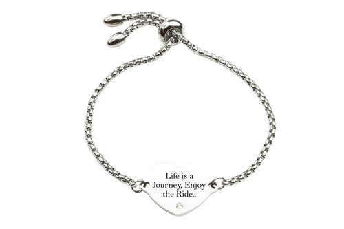 Solid Stainless Steel Inspirational Heart Slider Bracelet