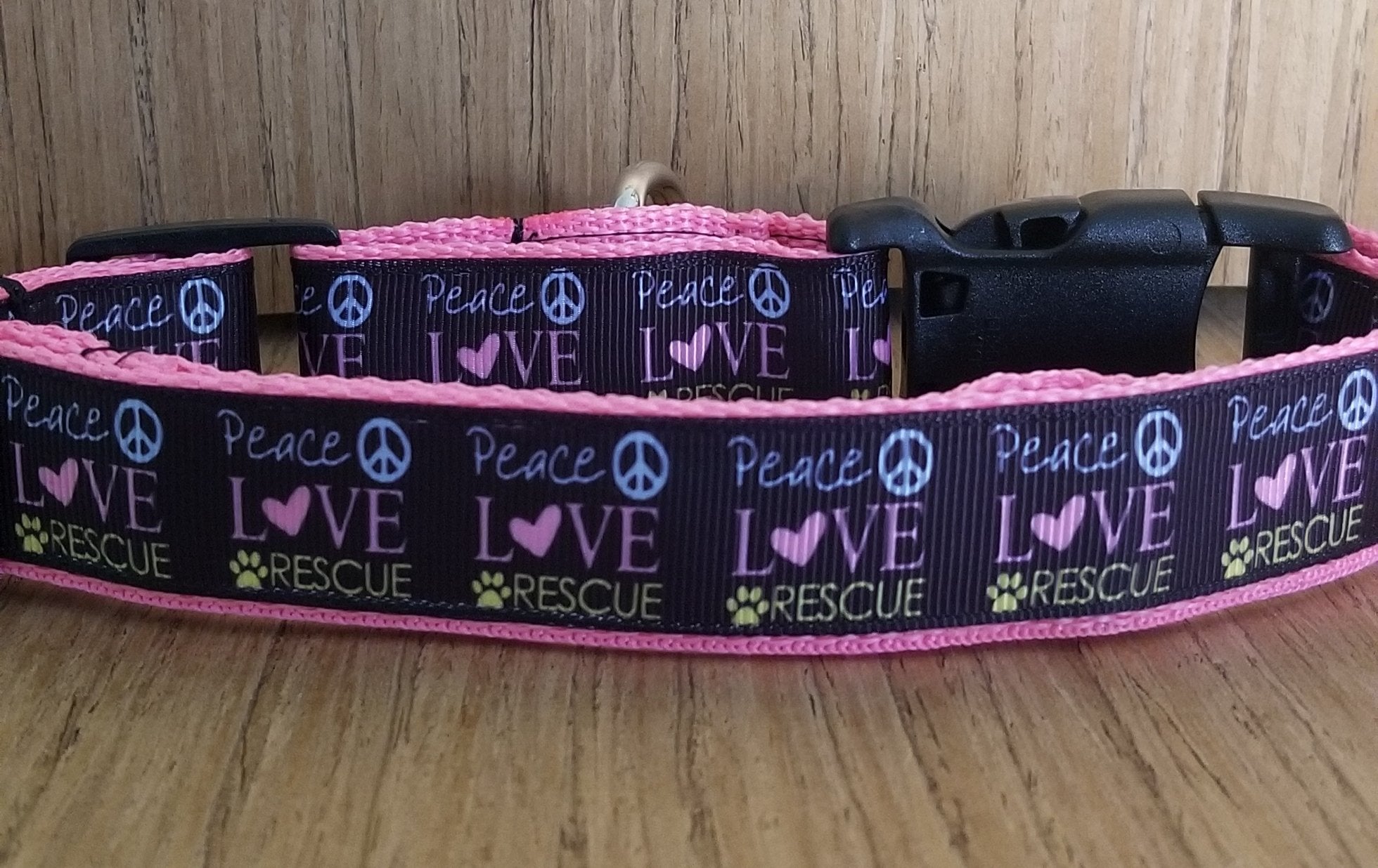 Leash/ Large/ Peace Love and Rescue Pink