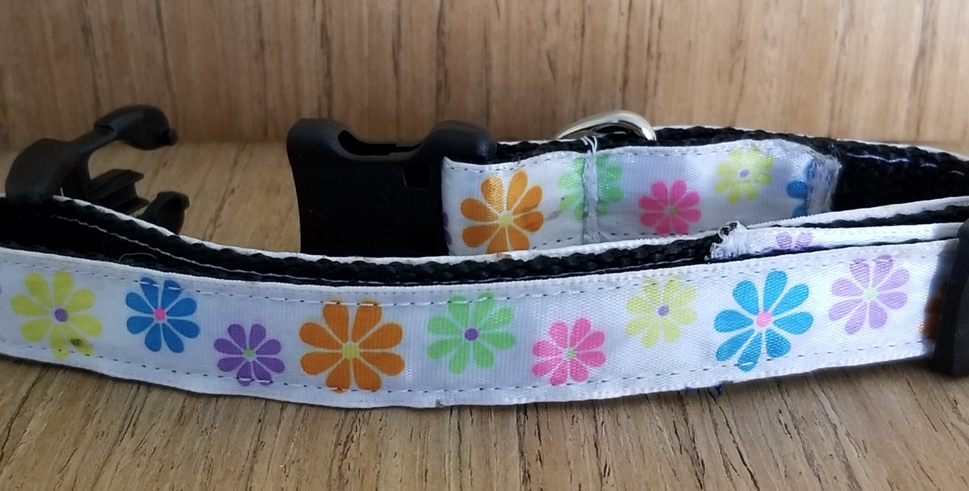 Collar/ Small/ White & Blue & Orange & Purple Flowers