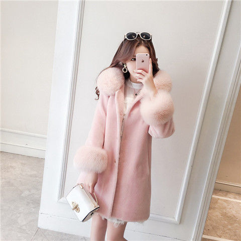 Winter New Women's Warm Fur Coat, Faux Fur Faux Fur Hooded Mid-length