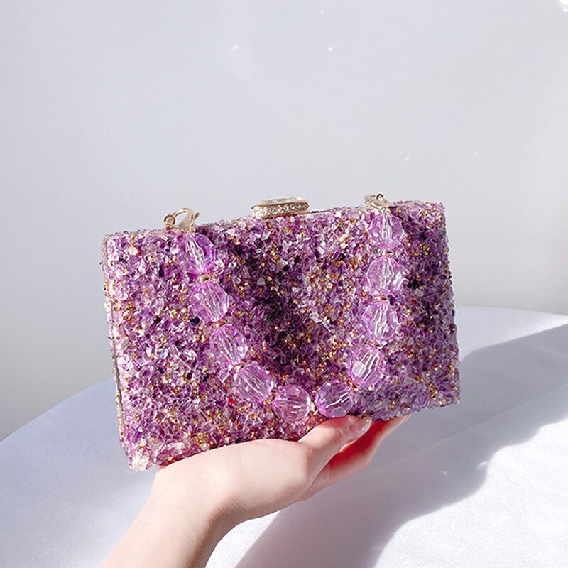 Jeweled Handbag 2022 New Stone Pattern Acrylic Evening Bag Crossbody