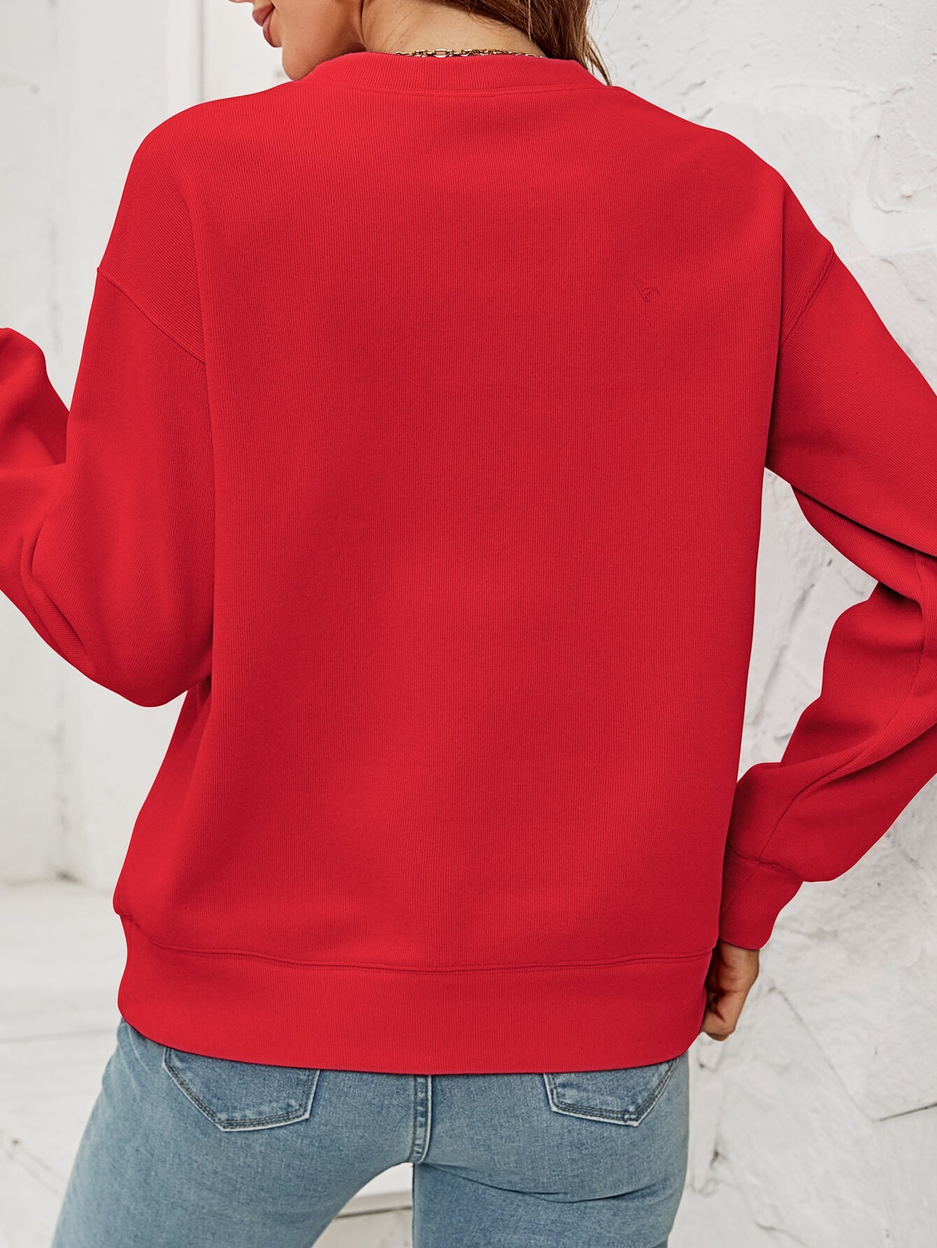 Mimi Clause Polka Dot Graphic Dropped Shoulder Sweatshirt