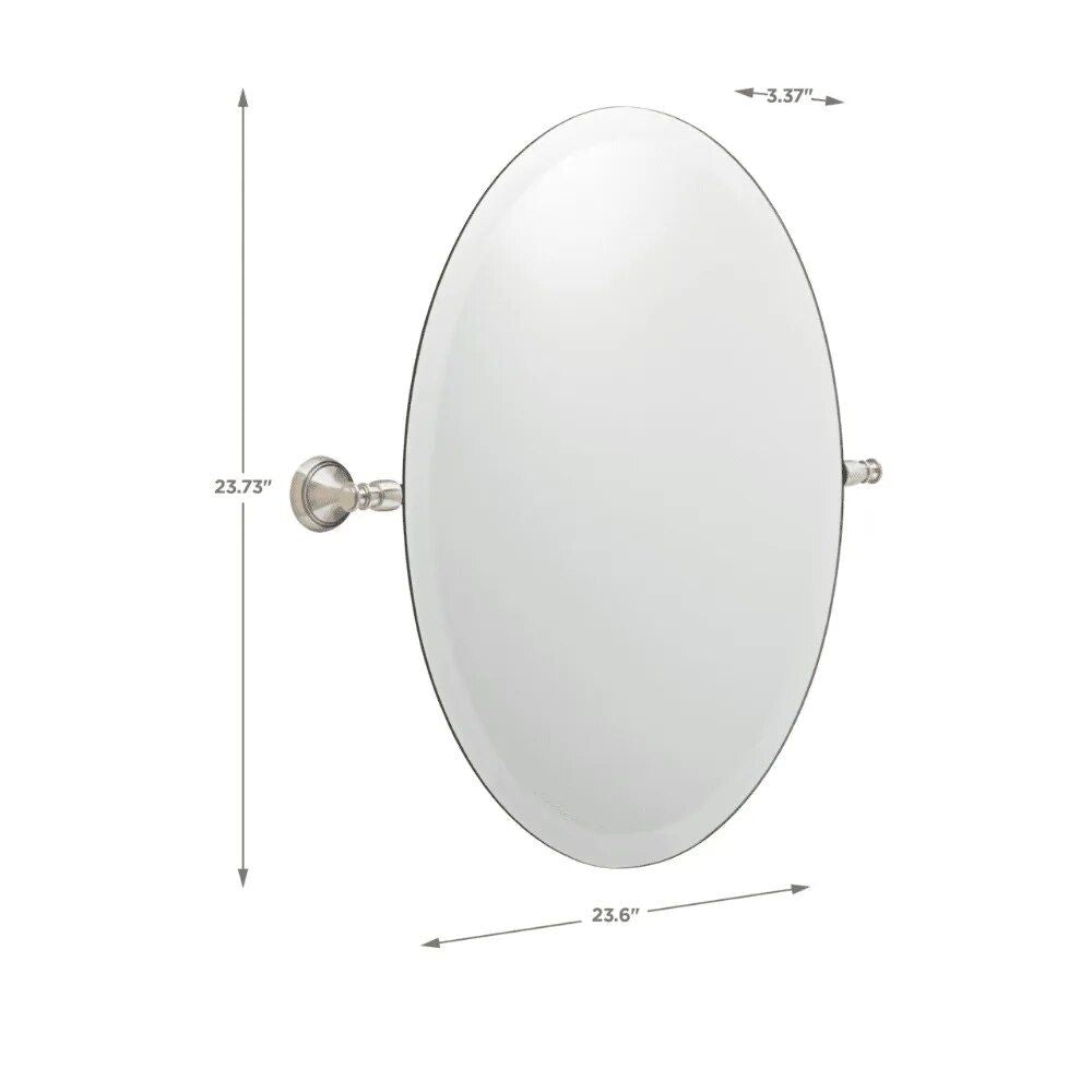 Elegant Satin Nickel 23" Round Tilt Bathroom Mirror - Modern & Durable