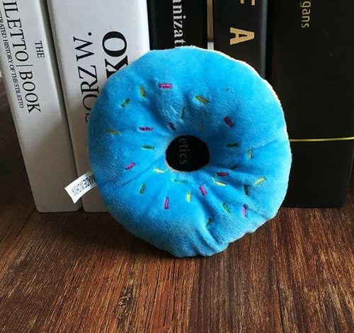 13cm Pet Dog Puppy Cat Donut Tugging Chew Squeaker Quack Sound Play