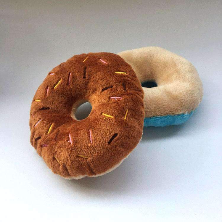 13cm Pet Dog Puppy Cat Donut Tugging Chew Squeaker Quack Sound Play