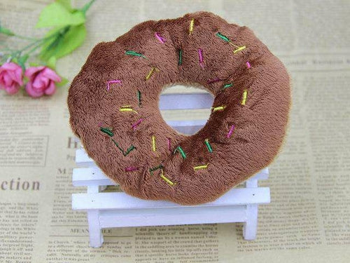 13cm Pet Dog Puppy Cat Donut Tugging Chew Squeaker Quack Sound Play