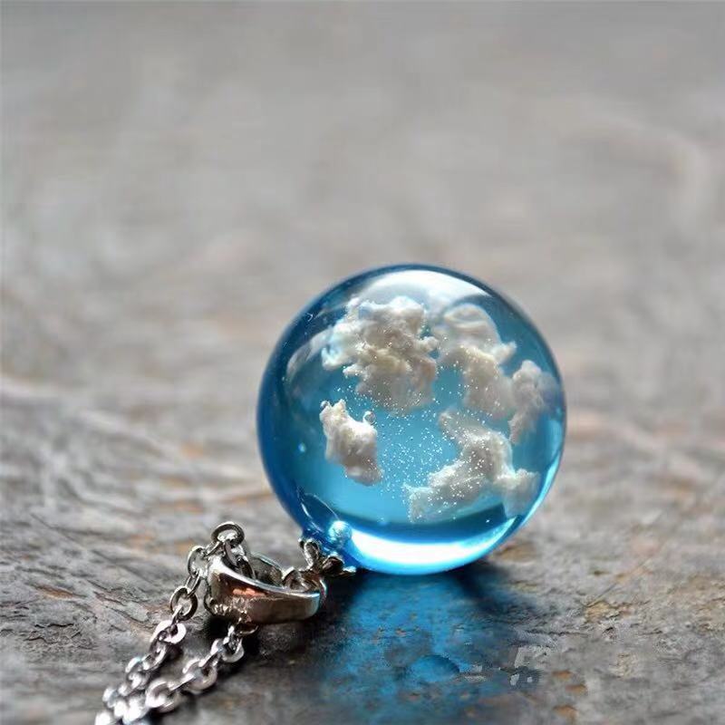 Blue Sky Cloud Resin Necklace