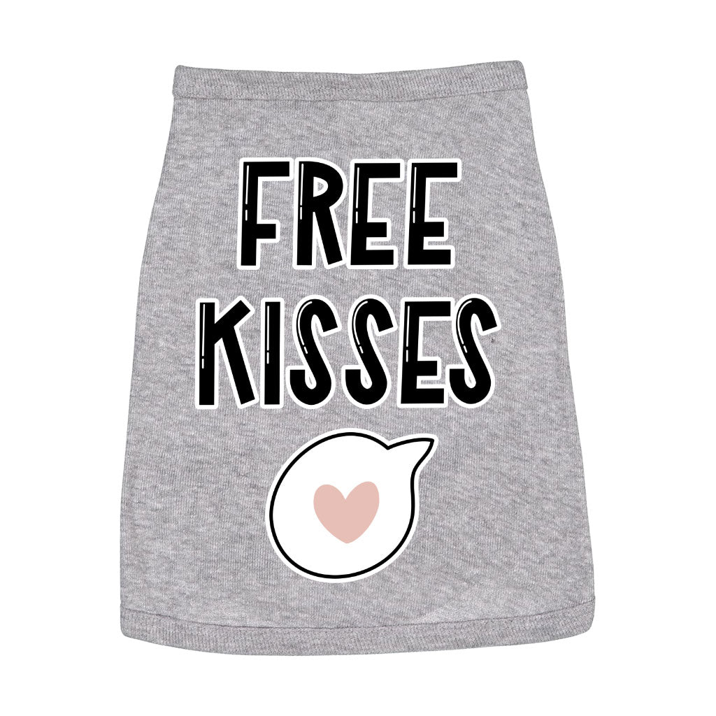 Free Kisses Dog Sleeveless Shirt - Word Print Dog Shirt - Minimalist Dog Clothing