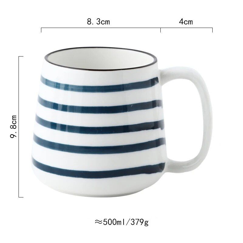 Hand-Painted Japanese Ceramic Mug - 500ml Large Porcelain Coffee & Tea Cup