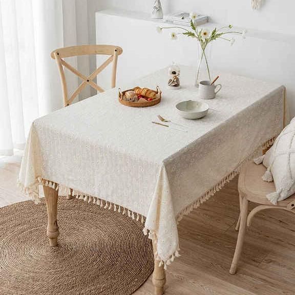 Charming Korean-Style Floral Cotton Tablecloth