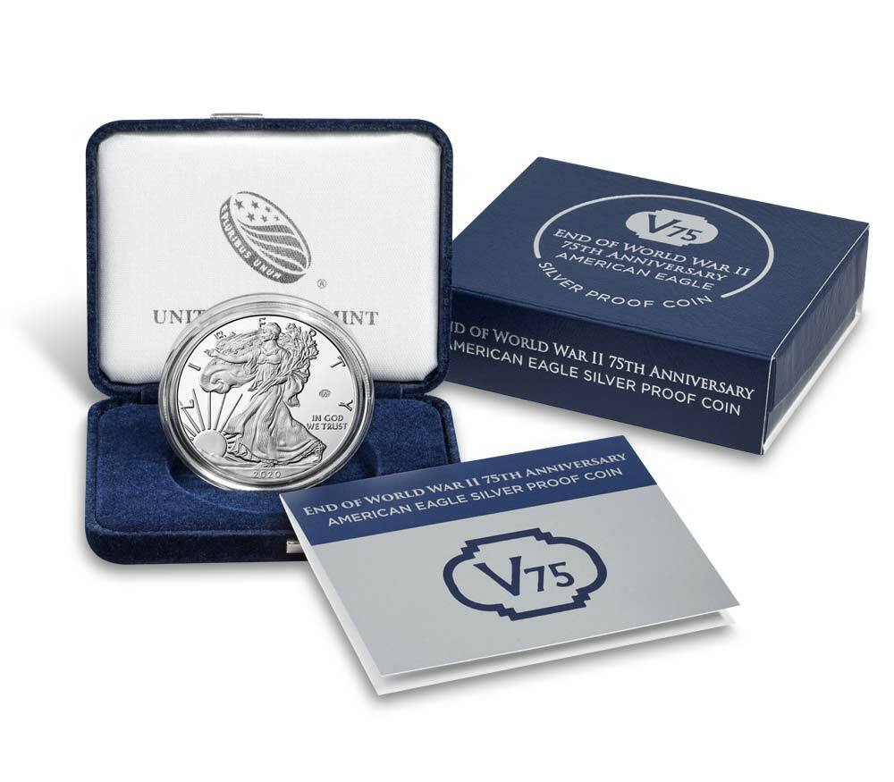 End of World War II 75th Anniversary American Eagle Silver Proof Coin | Rose Quartz