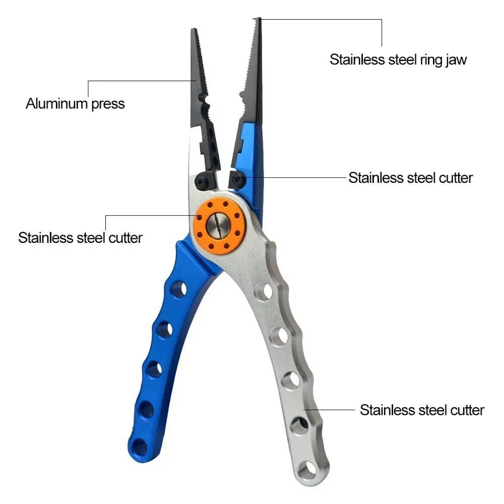 Multi-Purpose Aluminum Fishing Pliers - Line Cutter, Hook Remover, and Knot Tool