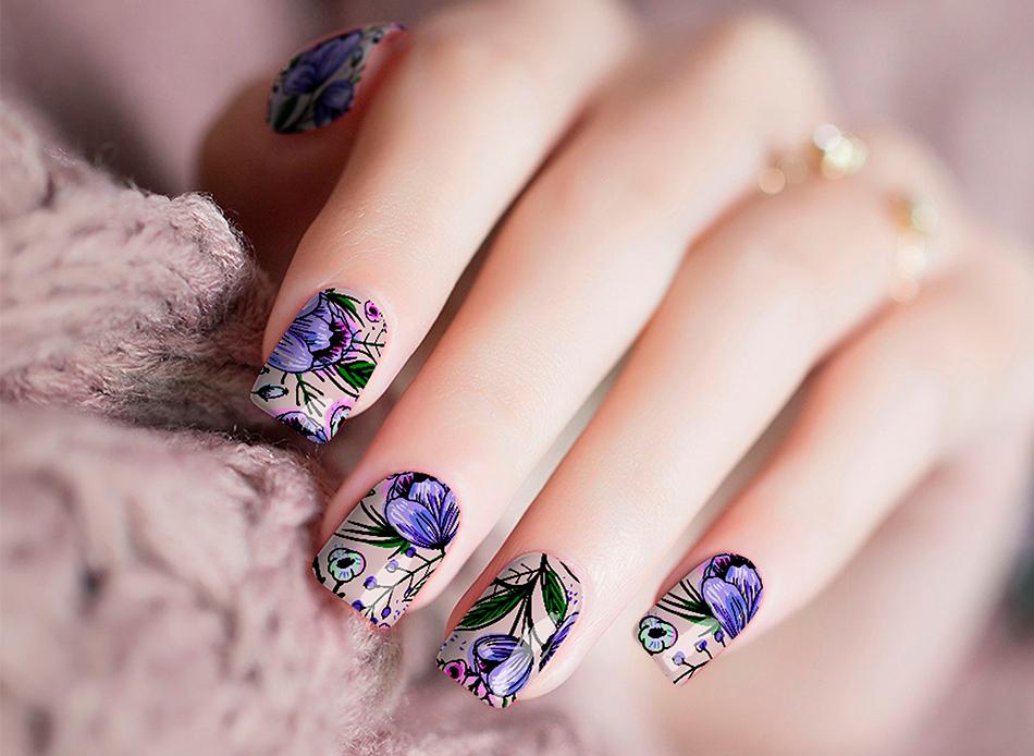 Lavender Bloom Nail Wraps | Teal Hestia