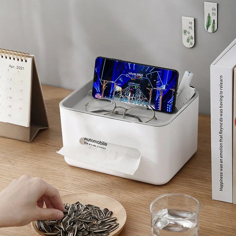 All-in-One Desktop Organizer and Tissue Box