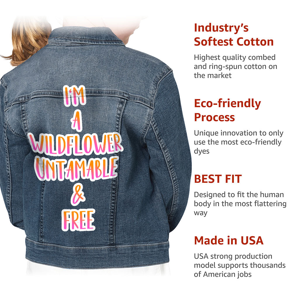 Cool Design Kids' Denim Jacket - Cute Quote Jean Jacket - Trendy Denim Jacket for Kids