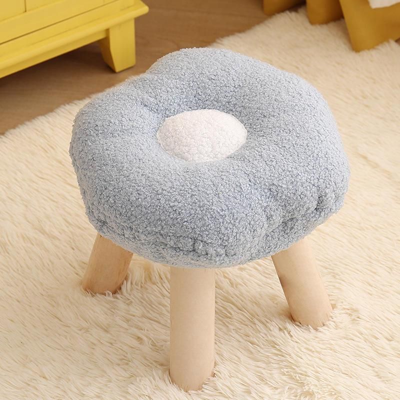 Colorful Flower-Shaped Wooden Stool Ottoman