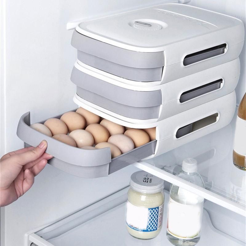 Efficient Space-Saving Refrigerator Egg Organizer with Rolling Drawer