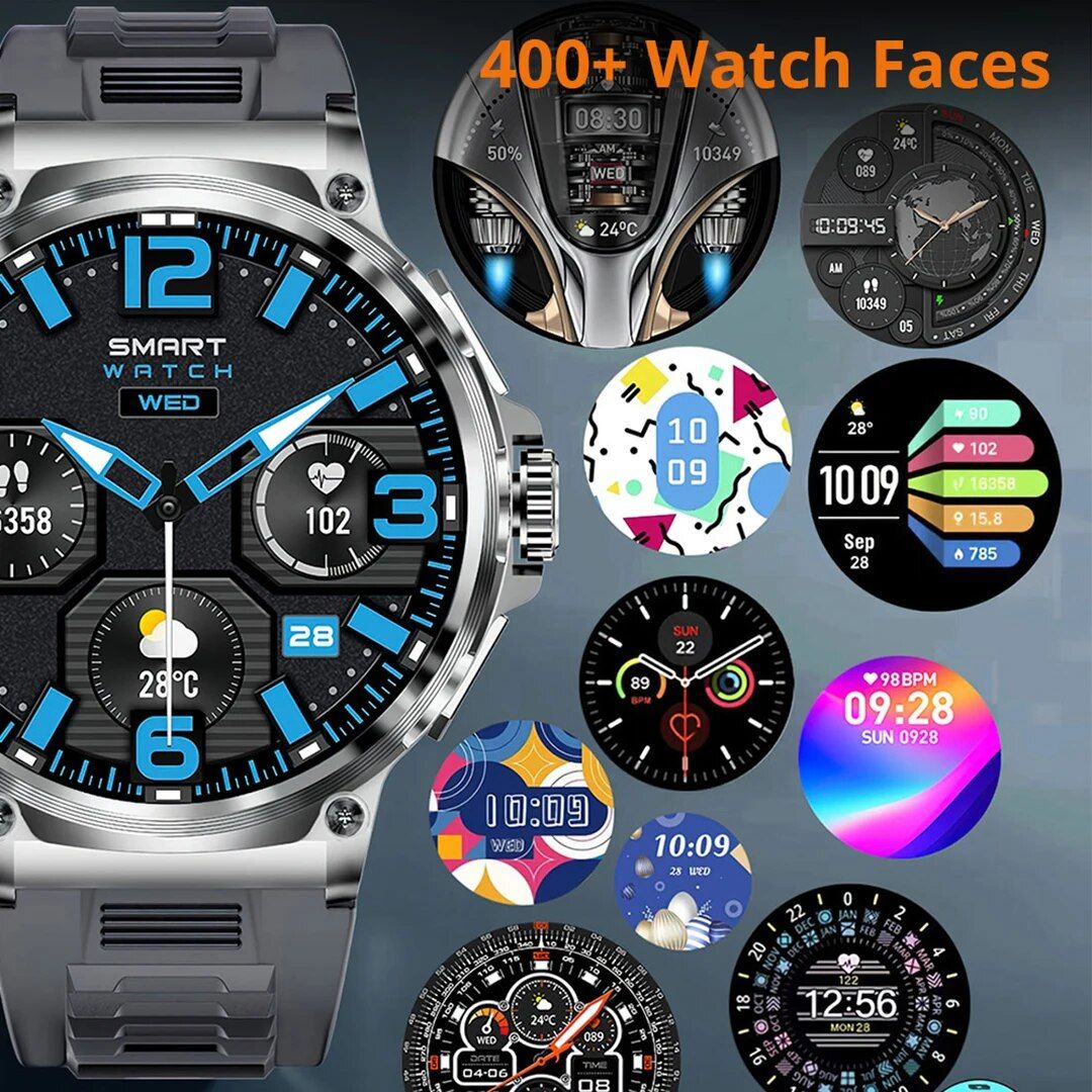 Ultra HD Display Men's Smartwatch with 1.85" Screen, 710mAh Battery, and 400+ Watch Faces for Android & iOS